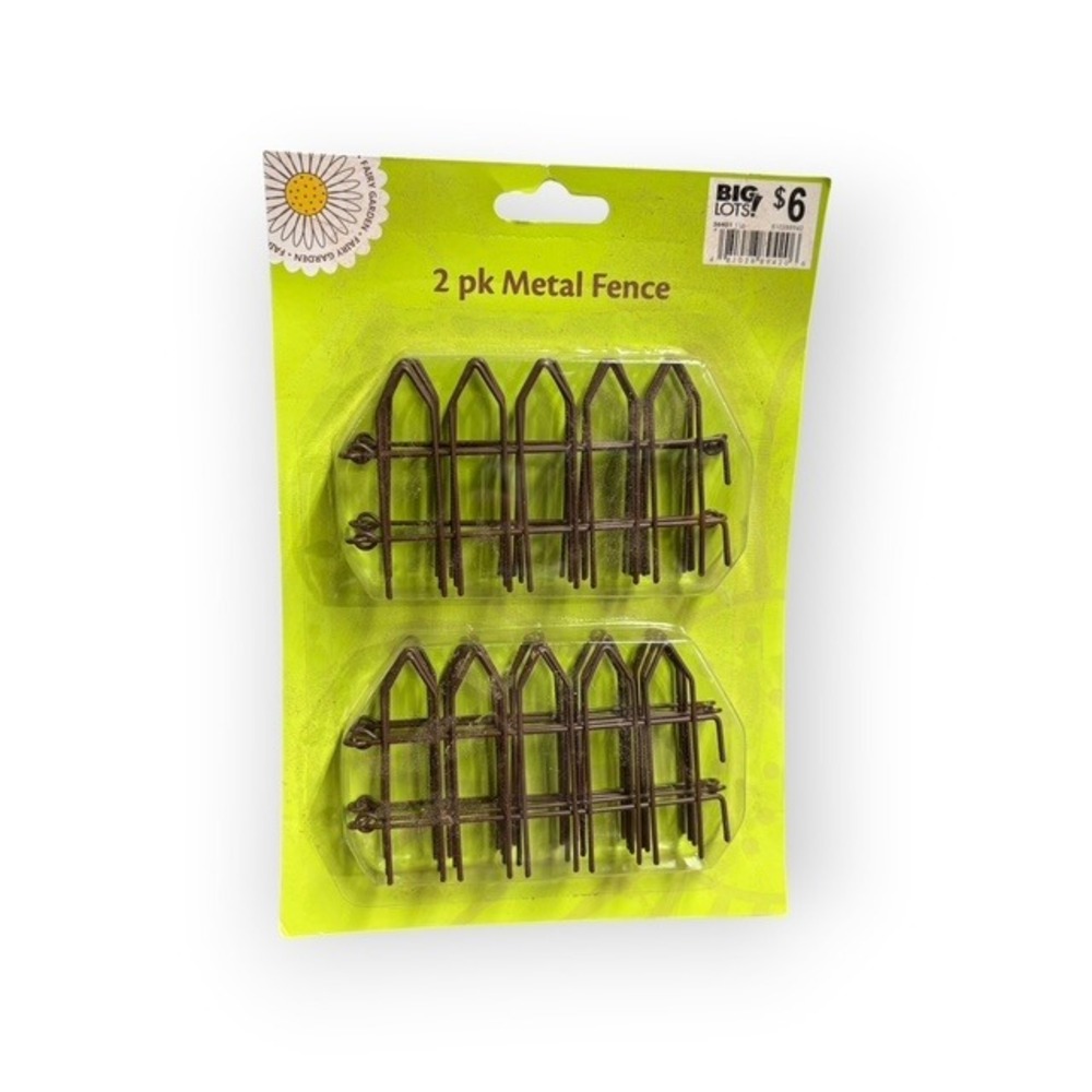 Big Lots Fairy Garden 2 pk Metal Fence Miniature Brown Decorative Picket Fence